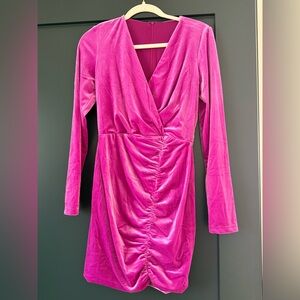 Black Halo Como long sleeve faux wrap dress